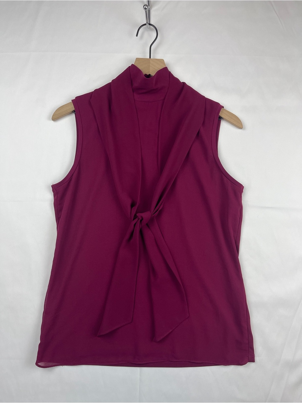 Karl Lagerfeld Sleeveless Tie-Neck Camisole in Plum